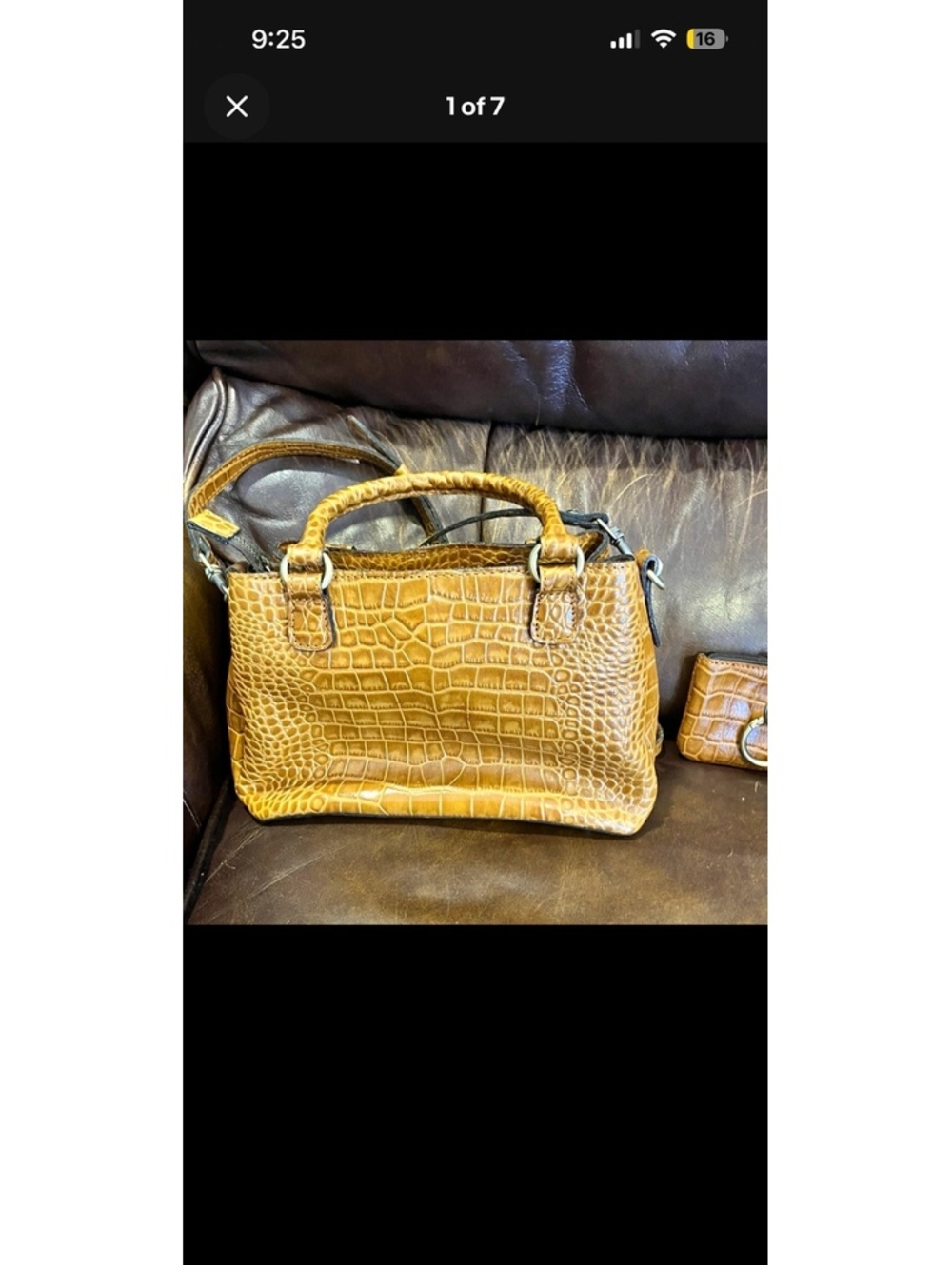 Patricia Nash Norcia Yellow Crocodile-Embossed Leather Satchel Handbag with Key-